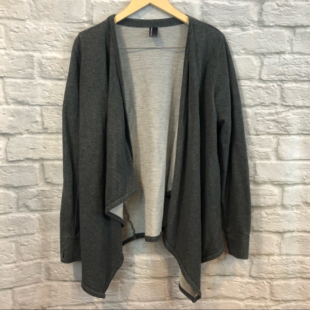 MONDETTA Dark Grey Open Front Cardigan